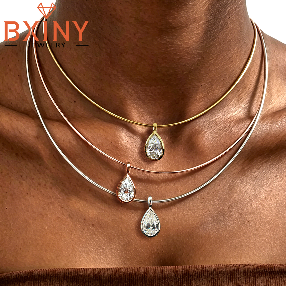 Bezels Set Pendant - BXINY 3CT Bezel Set Pear Cut