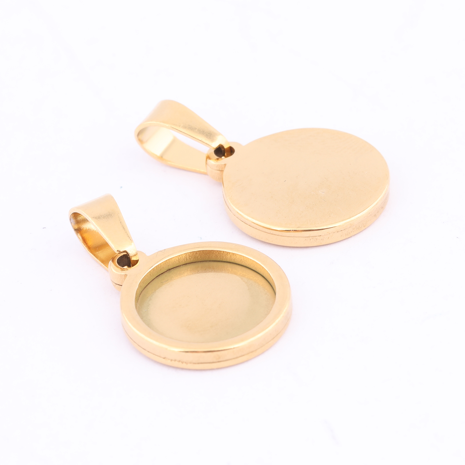 10pcs Gold Plated Black 12mm R - Bezels Set Pendant ulasan dan harga