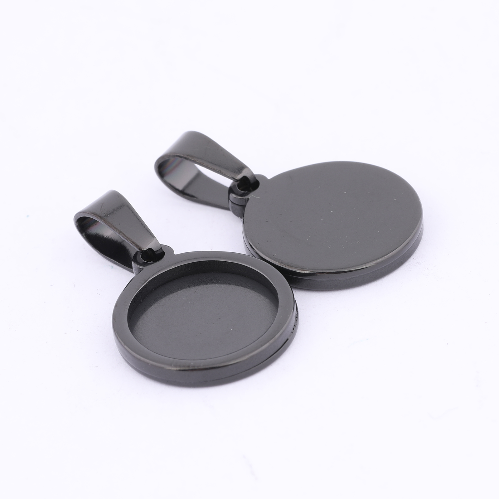 10pcs Gold Plated Black 12mm R - Bezels Set Pendant ulasan dan harga