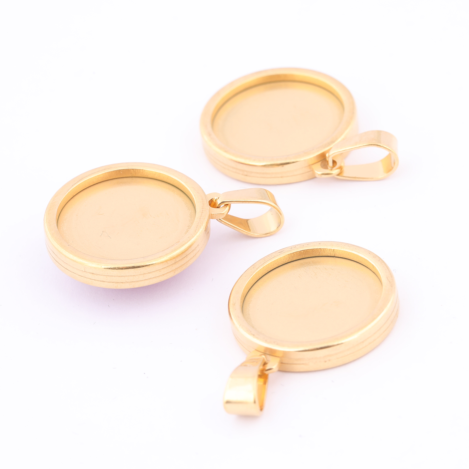 5pcs Stainless Steel Gold Plat - Bezels Set Pendant ulasan dan harga