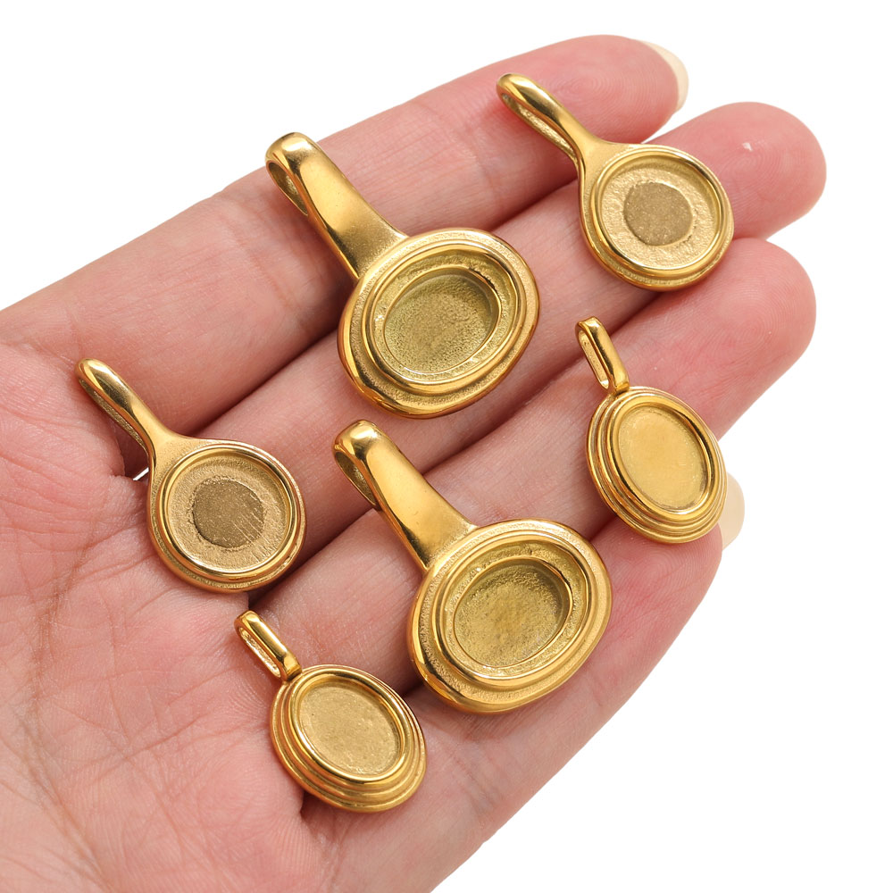 5pcs Stainless Steel Round Ova - Resin Craft Projects ulasan dan harga