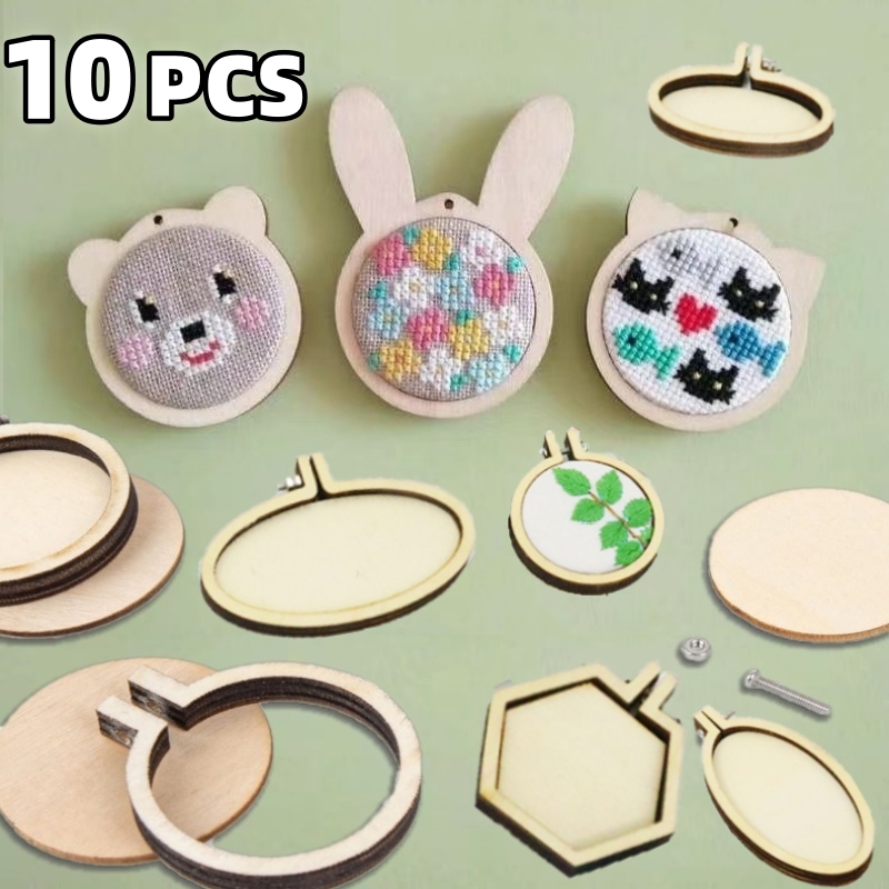 10PCS Mini Embroidery Hoop Woo - Wood Ring Blank ulasan dan harga