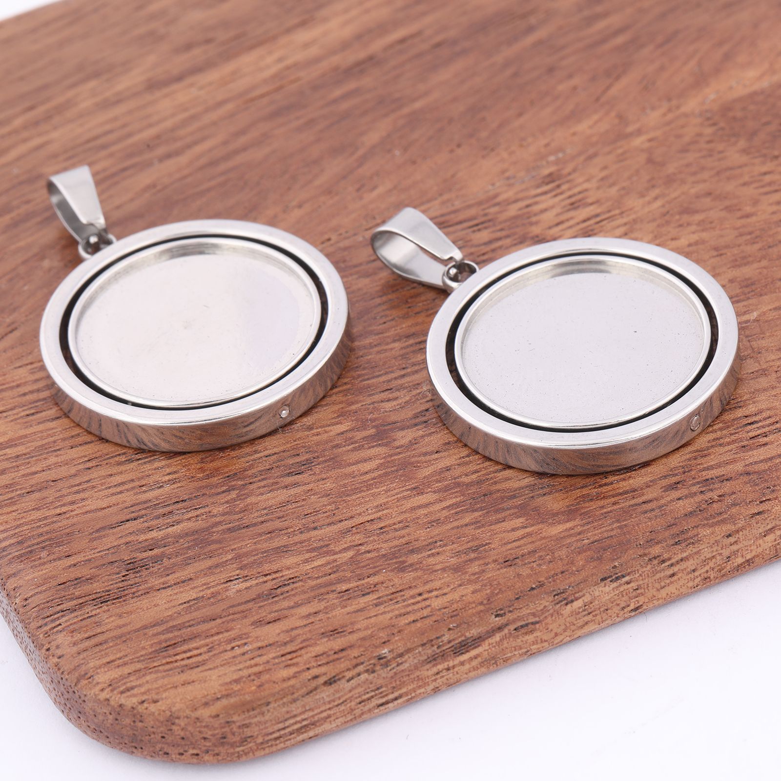 3pcs Stainless Steel  Rotatabl - Bezels Set Pendant ulasan dan harga