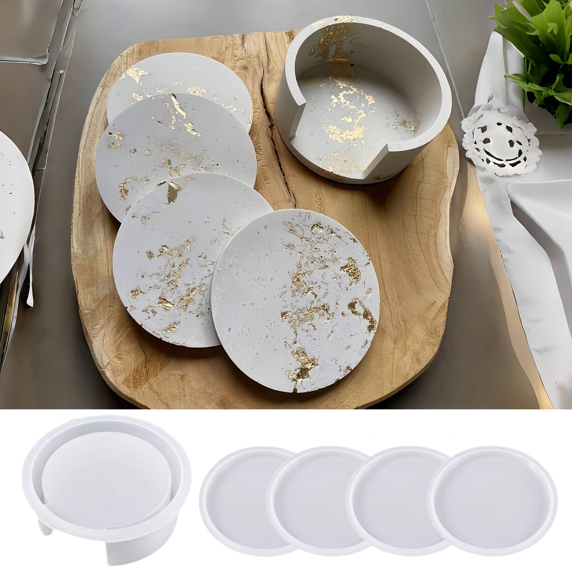 5pcs Round Coaster Silicone Mo - Serving Tray Mold ulasan dan harga