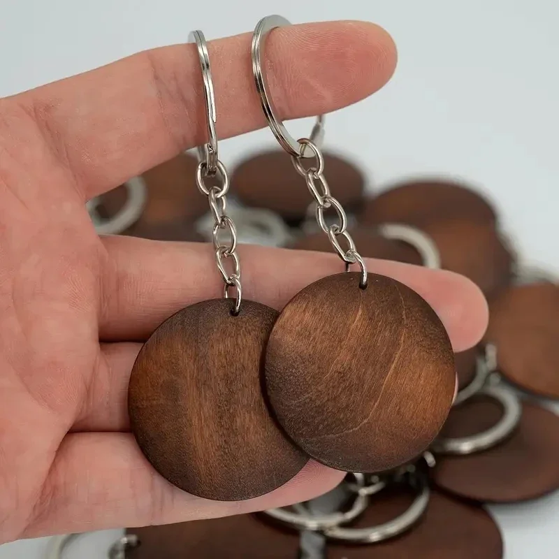 10Pcs Wooden Keychains Vintage - Wood Ring Blank ulasan dan harga