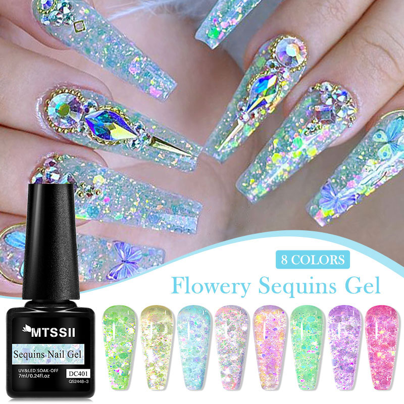 4/8pcs Flowery Sequins Gel Nai - Resin Glitter Pack ulasan dan harga