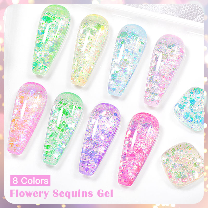 4/8pcs Flowery Sequins Gel Nai - Resin Glitter Pack ulasan dan harga