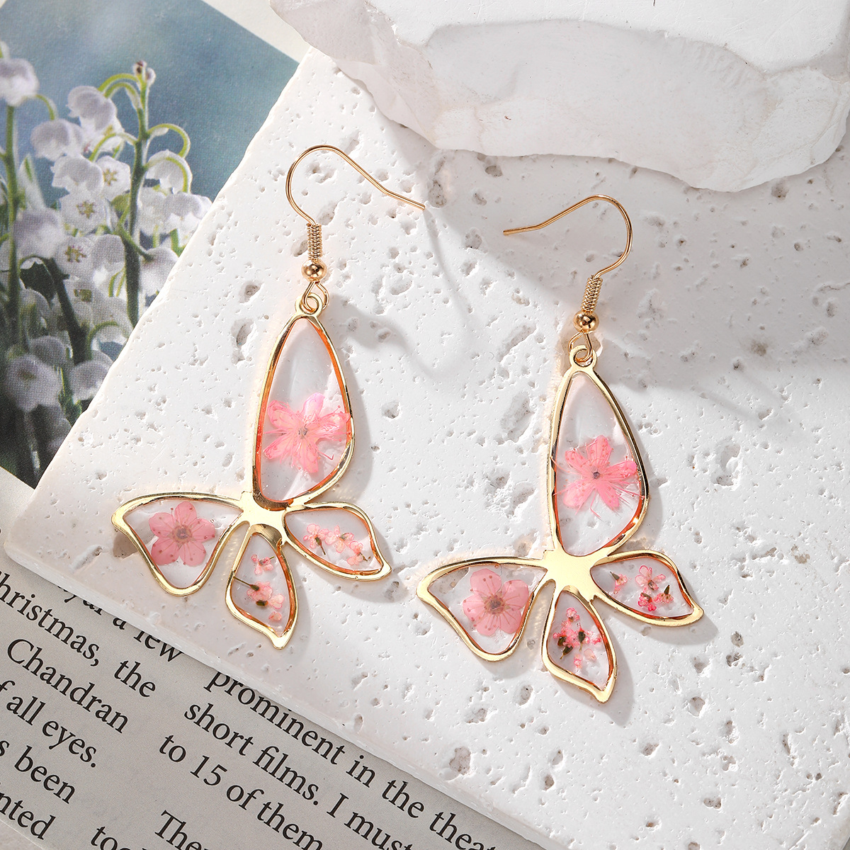 New Dried Flower Dangle Earrin - Dried Flower Bulk ulasan dan harga