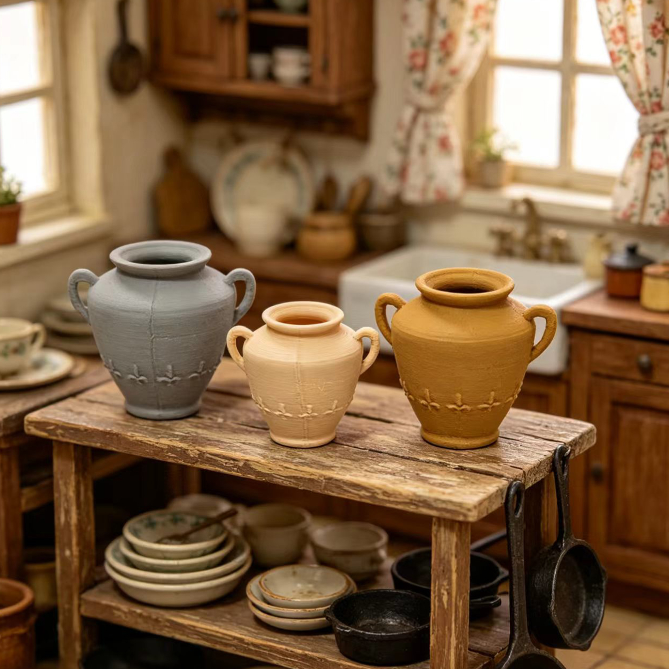 Miniature ceramic three-piece  - Resin Craft Ideas ulasan dan harga