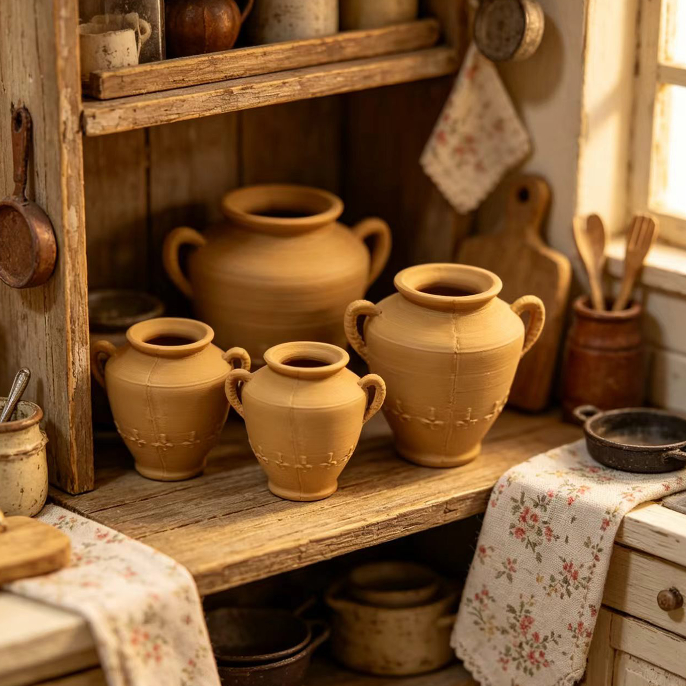 Miniature ceramic three-piece  - Resin Craft Ideas ulasan dan harga