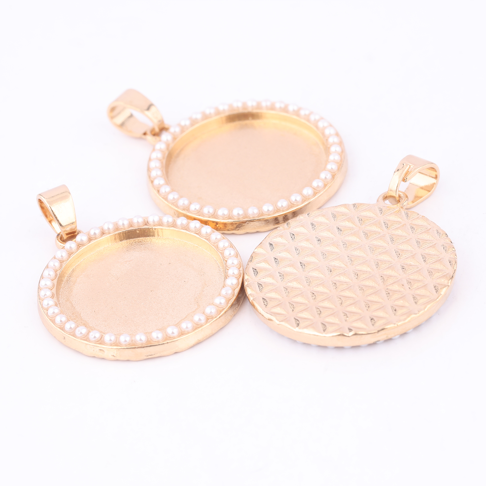 5pcs Kc Gold Pearl Cabochon Ba - Bezels Set Pendant ulasan dan harga