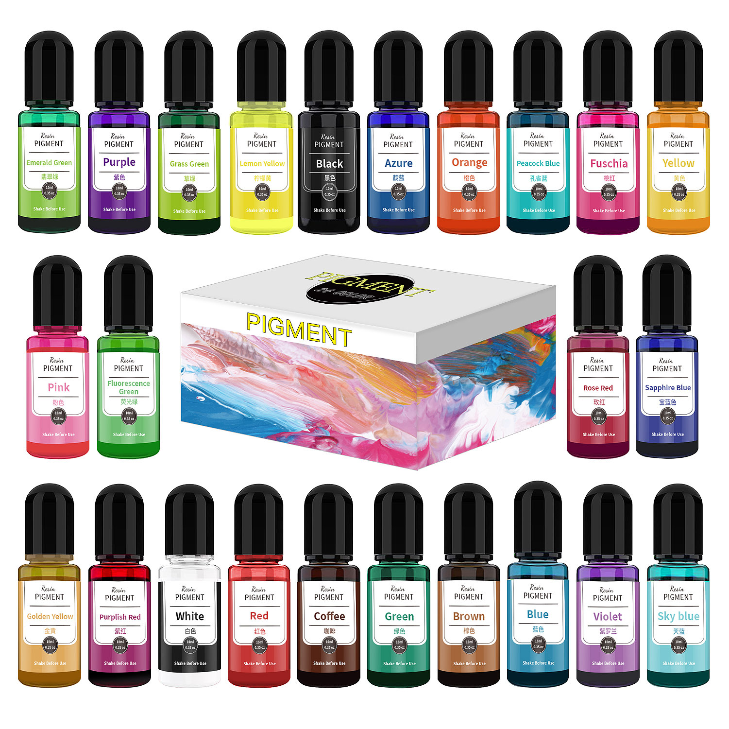 24/30 Colors Set 10ml Epoxy Re - Resin Pigment Set ulasan dan harga