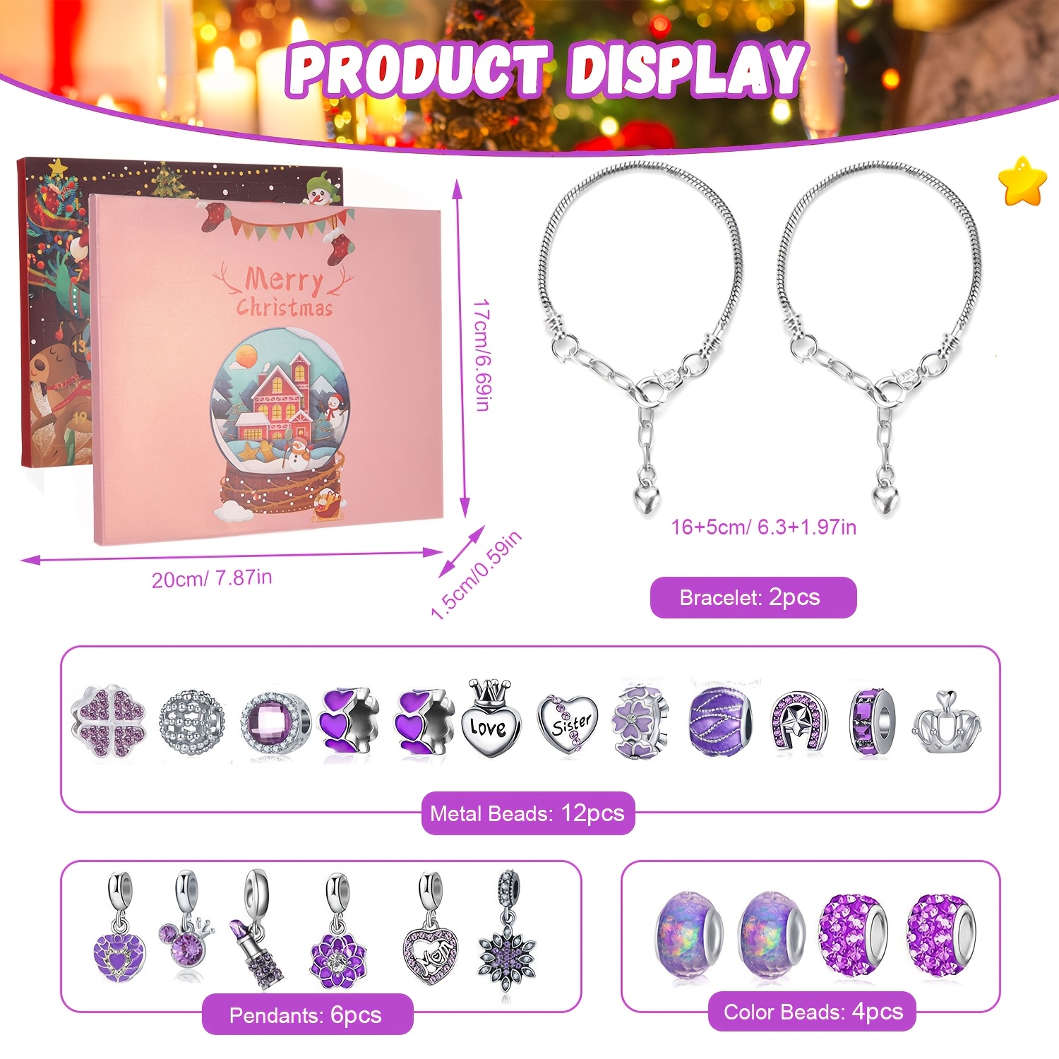 Christmas purple beads DIY jew - Resin Jewelry Kit ulasan dan harga