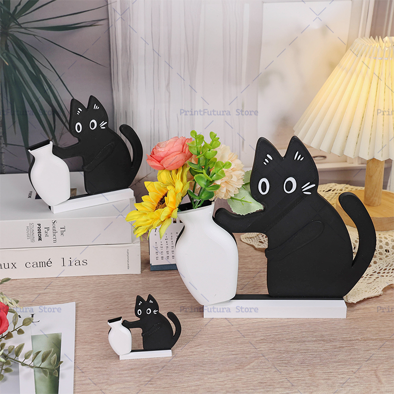 3D Printed Naughty Kitten Vase - Dried Flower Bulk ulasan dan harga