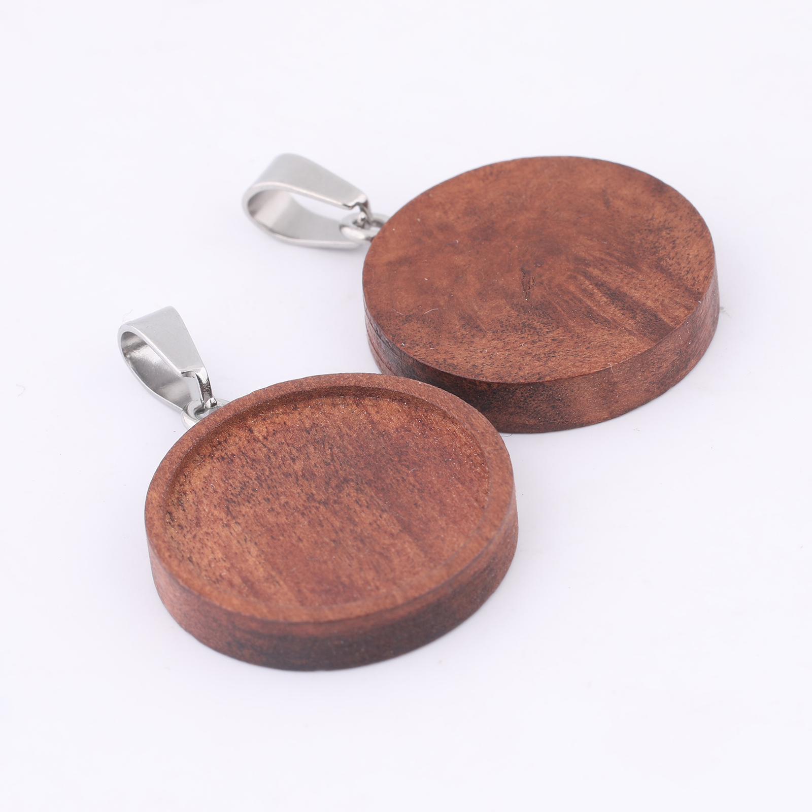 10pcs 20mm Round Wood Cabochon - Bezels Set Pendant ulasan dan harga