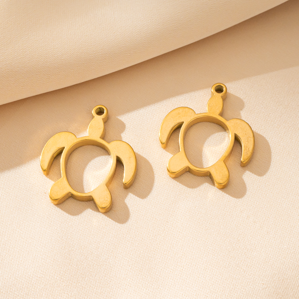 5pcs/Lot Stainless Steel Turtl - Bezels Set Pendant ulasan dan harga