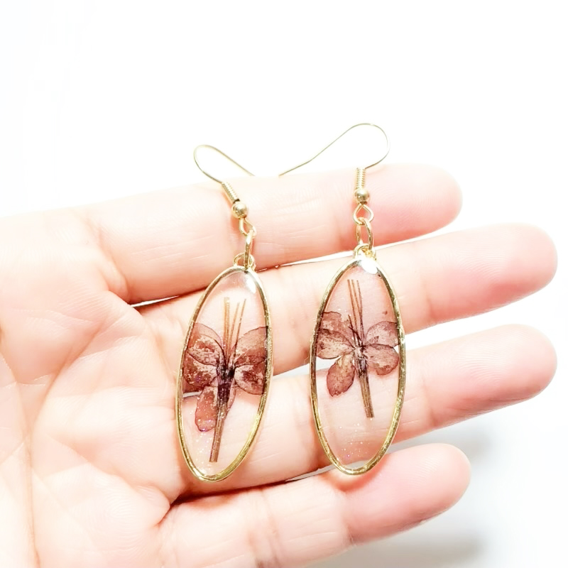 Dried Flower Earrings Heart Re - Dried Flower Bulk ulasan dan harga